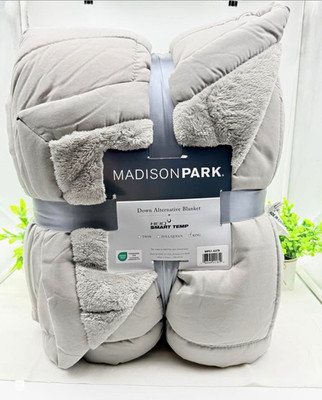 Madison Park Down Alternative Blanket HeiQ Smart Temp Solid Gray King MP51-6379