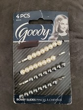 Goody Fashion Now Pearl Bobby Slide Pins 4 PCS White and Silver Gray