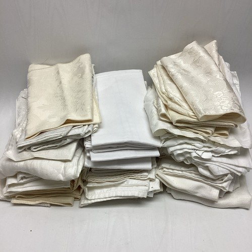 Huge 59 pc Lot of Vintage MCM Linen Cotton Napkins Jacquard White Ivory Mix