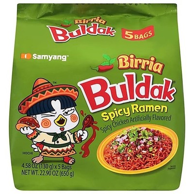 Samyang Buldak Birria Hot Chicken Ramen 5-Pack Spicy Instant Noodles Fusion!