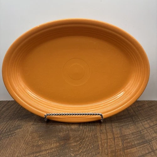Homer Laughlin Fiesta Ware Tangerine Orange  13.5"×9.5" Oval Serving Platter USA