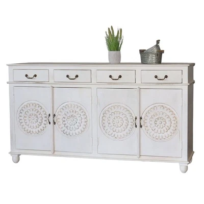 Kommode BLATO Sideboard weiß Antik Shabby Vintage massiv Mangoholz 180 Anrichte - Bild 1 von 4