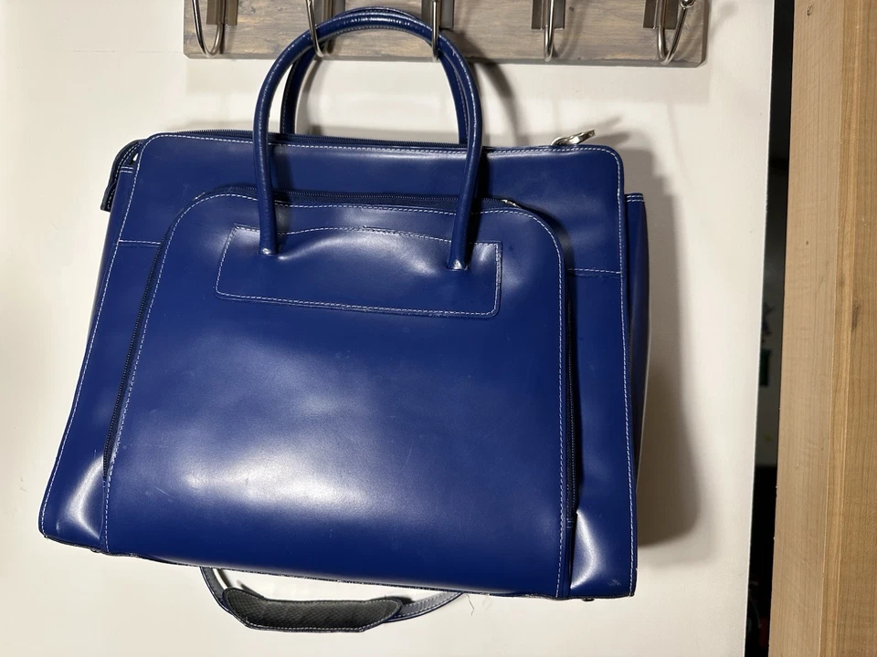 Bolso de Mano McKlein Correa de Cuero Azul Lake Forrest para Laptop 15x13 Moderno Funcional Foto 4 de 4