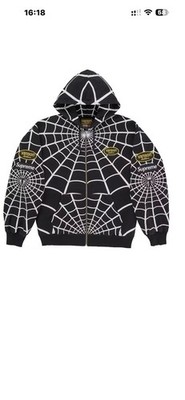 Supreme spiderman Vanson Leathers Zip Up Hoodie Black Medium