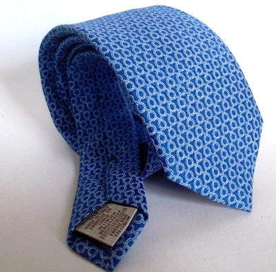 TIE RACK London - Krawatte - Seide, blau mit weissem Kettenmuster, made in Italy - Bild 1 von 4