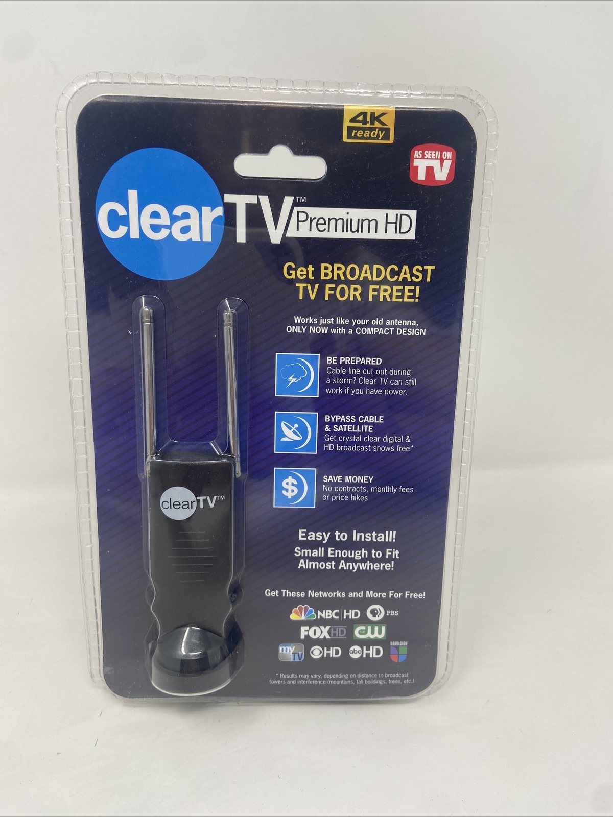 Clear TV Premium Mini 4K Ultra HD TV Antenna As Seen on TV NEW