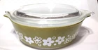 Vintage Pyrex Casserole With Lid 471 Green Spring Blossom 1 Pint