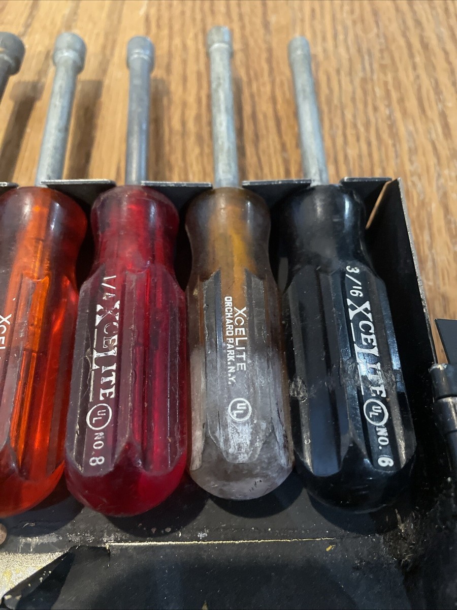 VINTAGE XCELITE 7-PIECE NUT DRIVER SET 3/16, 7/32, ¼, 9/32