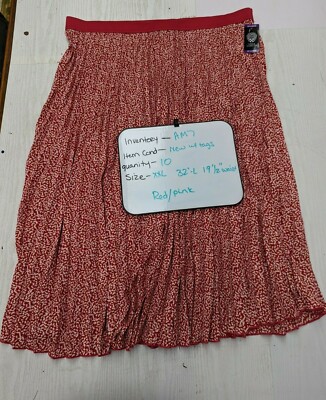 New Vince Camuto Women's Pleated Maxi Midi Skirt Twiggy Dot Red