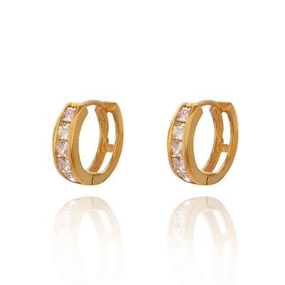 Sterling Silber .925 cz Channel Huggies / Creolen / Gold / Gelbgold