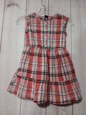 GapKids Plaid Button Front Tiered Dress Red Blue White Girls Size S 6-7