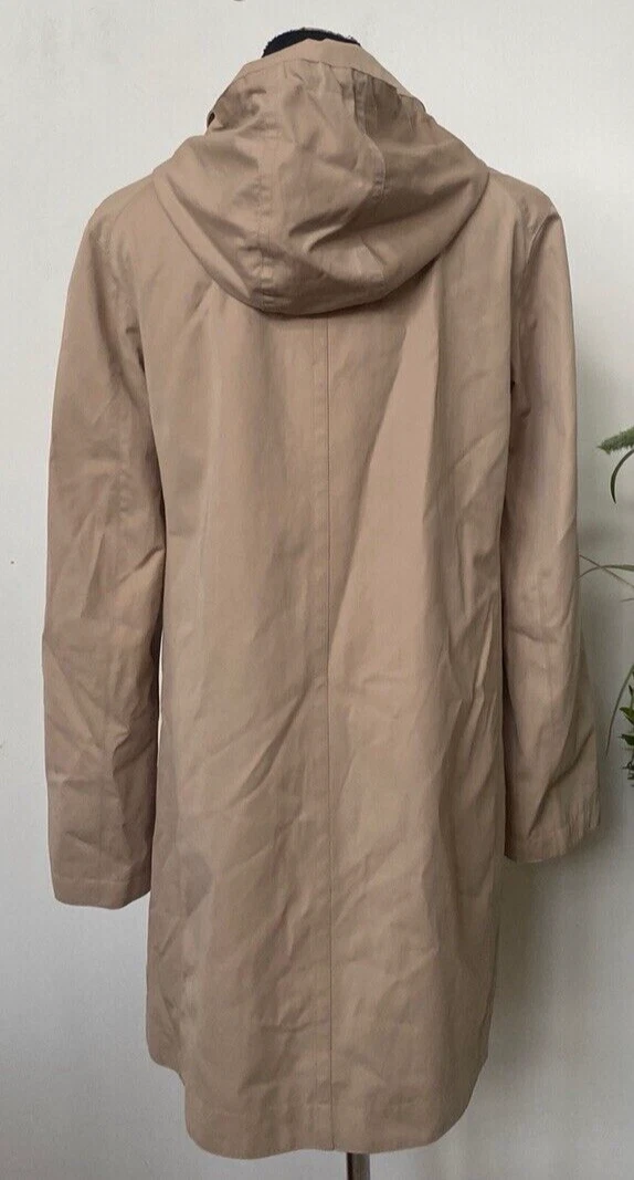 Michael Kors trincea donna beige poliestere con cappuccio taglia L G ottime condizioni! MSRP $280