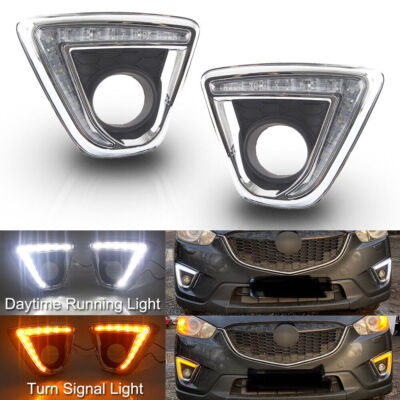 For Mazda CX-5 2012-2016 Bumper LED DRL Daytime Running Lamps Pair Fog Lights