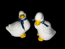 Pair of White Ceramic Ducks Figurines
