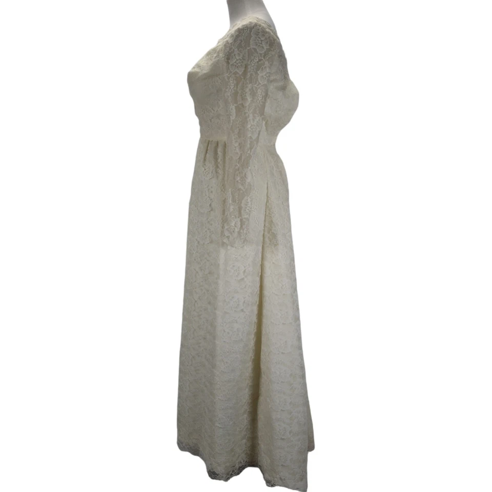 Vestido de novia vintage años 50 60 marfil talla XS encaje funda columna manga larga Foto 2 de 4