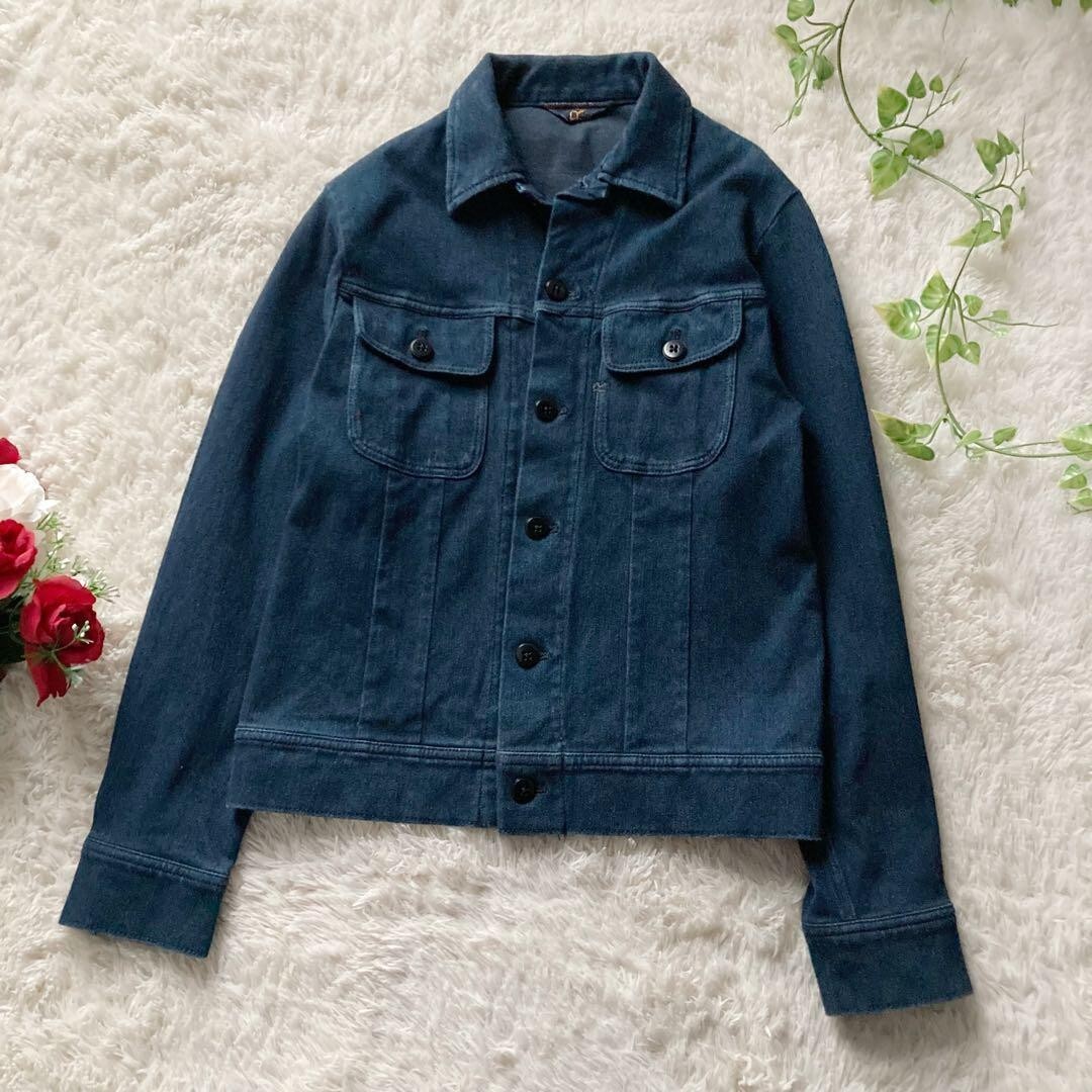 45RPM Stretch Denim Jacket Indigo 4 sizes Logo embroidery so