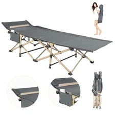 Camping Cots for Adults Comfortable Breathable Material with Pillowcase