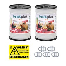 500m 10mm Weidezaun Band  Elektro Zaun Pferde Pony Rinder Ziegen Hunde Schweine