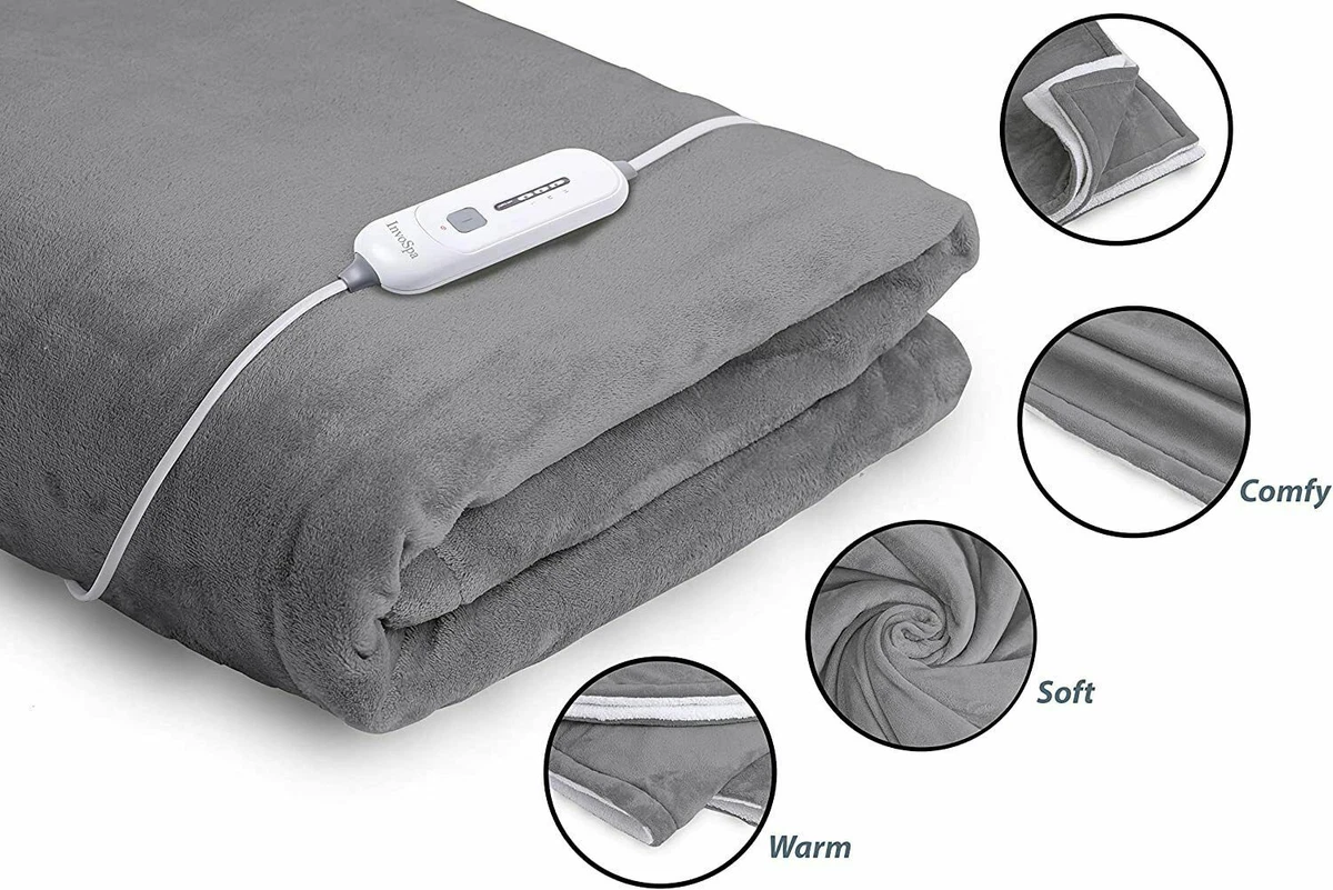 Electric Throw Heated Blanket 50u0026#034; x 60u0026#034; Fast Heating Blanket with  3 Heat Levels | eBay