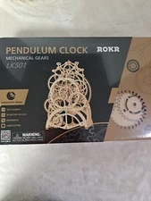 ROKR DIY 3D Wooden Puzzle Mechanical Gear Drive Pendulum Clock Assembly Model