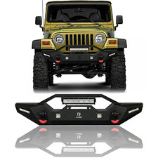Vijay For 1997-2006 Jeep Wrangler Tj Steel Front Bumper Wwinch Plateled Lights