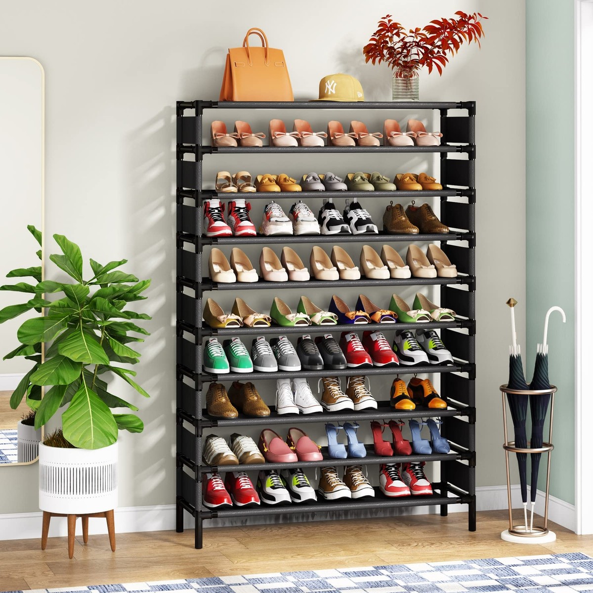 Hanging Closet Shoe Organizer 10 Shelf Hanging Shoe Organizer With