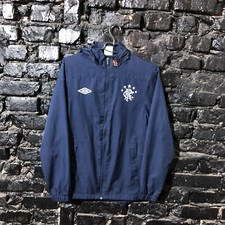 Rangers Training Jacket With Zipped Hood Navy Blue Umbro Mens Size S