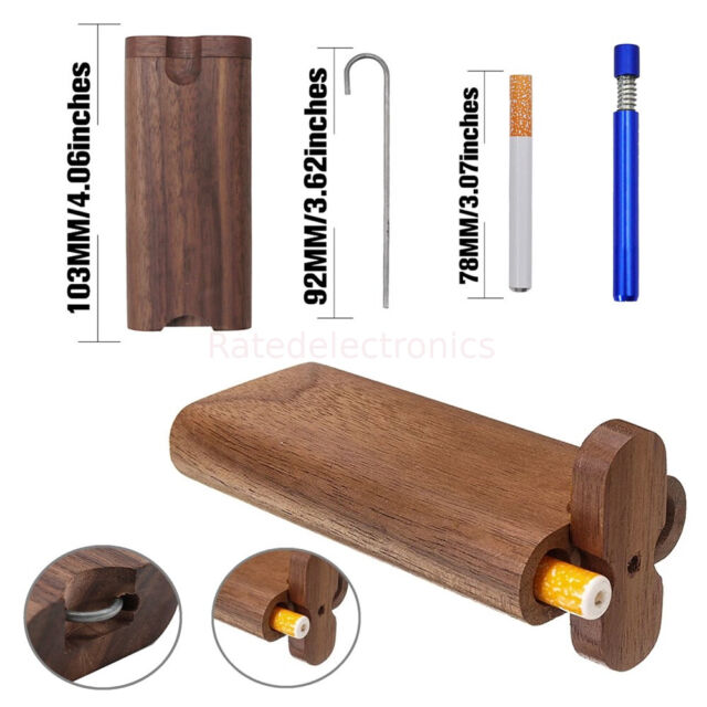 4" With 3" Self Cleaning One Hitter Pipes and 3” Metal One Hitter Wood Dugout US