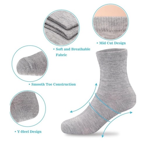 Duufin 24 Pairs Kids' Mid Cut Socks 1-2 Years Breathable Unisex Athletic Socks - 第 2/5 張圖片