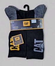 CATERPILLAR Mens Crew Socks Mid-Weight Boot Cushion 6 Pair Shoe Size 8-12 Black