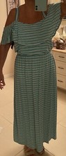 NEW Robbie Bee Womans Green white stripe Dress size XL or LG
