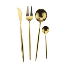 4Pcs Set Silver Gold Stainless Steel Cutlery Tableware Dining Kitchen Gift