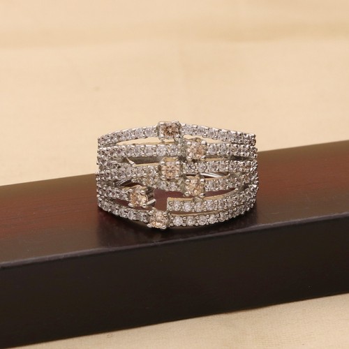 Umwerfend Cz Multiband Hochzeit Ring für Damen IN Silber Ton - 7 Reihen Design - Bild 65 von 70