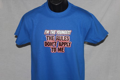 I'm the youngest the rules graphic funny t-shirt tee novelty sarcastic boy girl - Picture 6 of 31