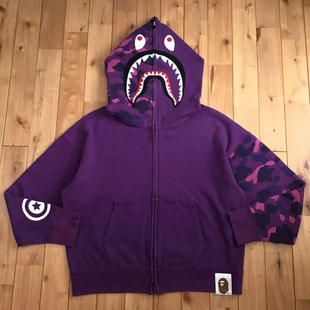 BAPE Giant shark full zip hoodie purple camo A Bathing Ape Size M