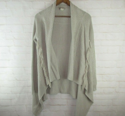 Lucky Brand women's size S Beige Knit Cardigan Sweater Fringe - Picture 3 of 8