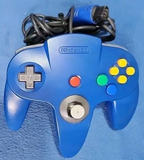 N64 Blue Controller OEM Authentic Nintendo 64 Tested Works Tight Stick