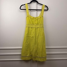 Jessica Simpson Lime Yellow Cotton Ruffle Sun Dress Smocked Back Small