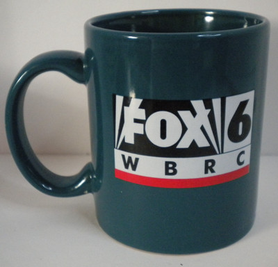 Vintage WBRC Fox 6 Birmingham News Station Ceramic Coffee Mug Cup Alabama Logo