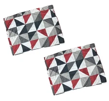 Mainstays Geo Triangles Blue Gray Red White Standard Pillow Shams Set of 2