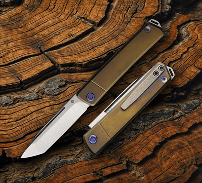 Medford Gentleman Jack Folding Knife 3'' S45VN Steel Blade Bronze Titanium Handle