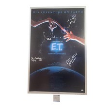 E.T. The Extra Terrestrial Cast Autographed 27x41 Movie Poster Exact Proof ACOA