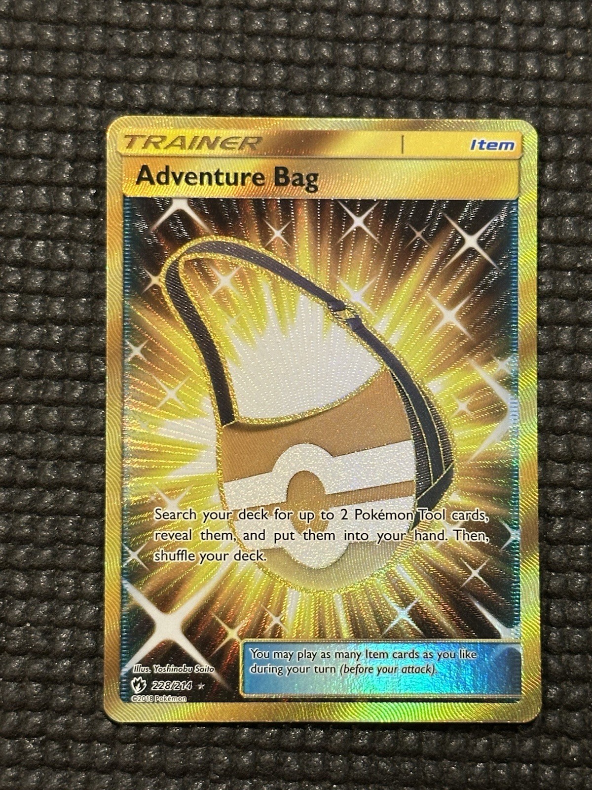 Adventure Bag 228/214 Lost Thunder Secret Rare Holo Pokemon Card
