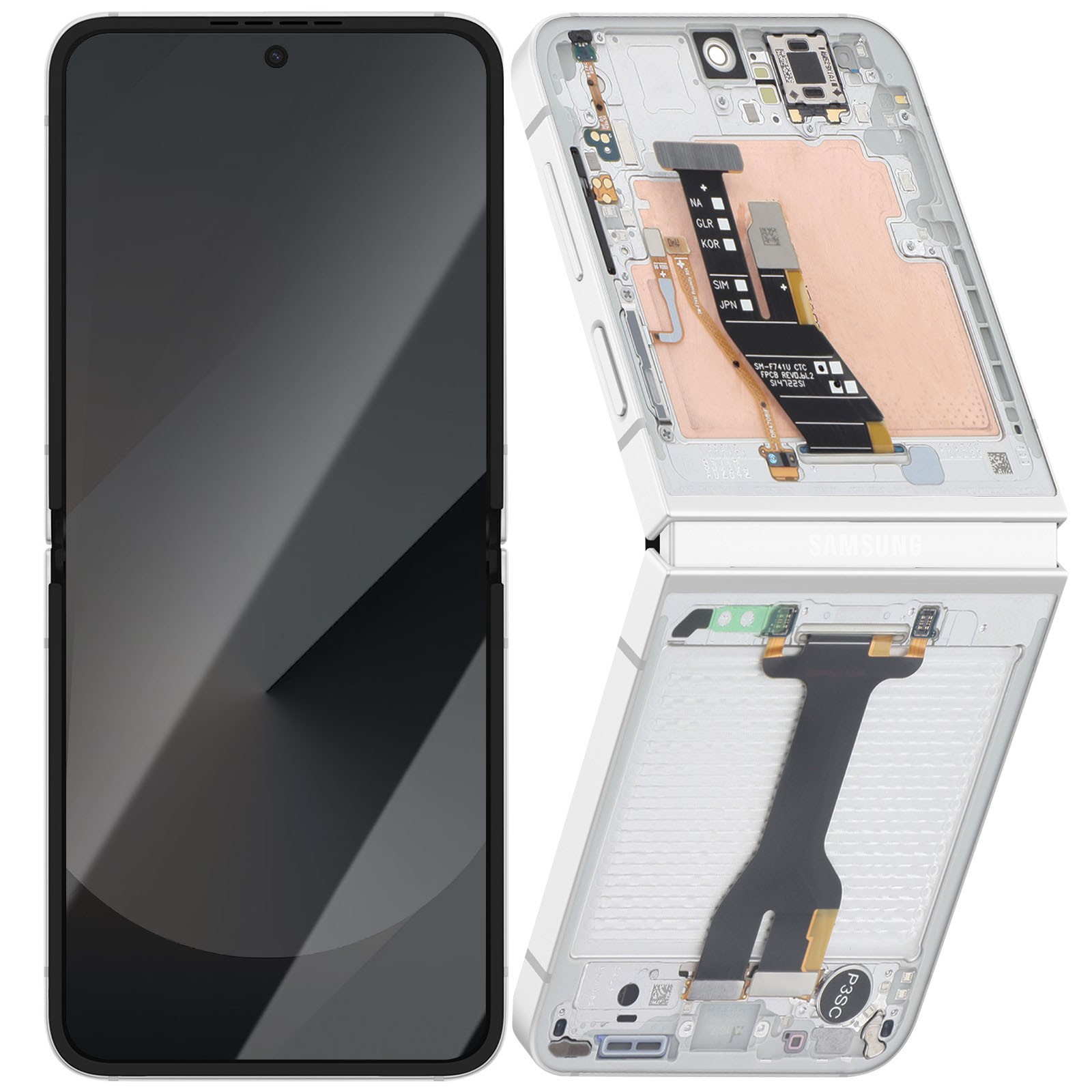 Écran intérieur AMOLED Galaxy Z Flip 6 Blanc avec châssis d'origine