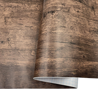 Yifely Retro Brown Wood Grain Shelving Paper Self-Adhesive PVC Shelf Drawer Line