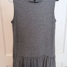 Artisan NY Sleeveless Grey Striped Drop Waist Mini Dress sizeM