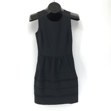 Madewell Silhouette Raw Hem Mini Dress Women's XS Black Stretch Zip Party LBD