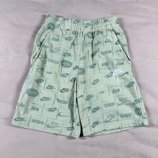 Nike Sportswear Club French Terry Green Boys L Mini Swoosh All Over Print Shorts
