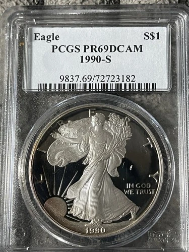 Photo of a 1990-S American Silver Eagle from an eBay listing that sold on Jul 22, 2026