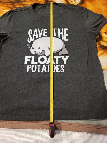 Save the Floaty Potatoes Manatee T Shirt Black YOUTH XL - Picture 5 of 5